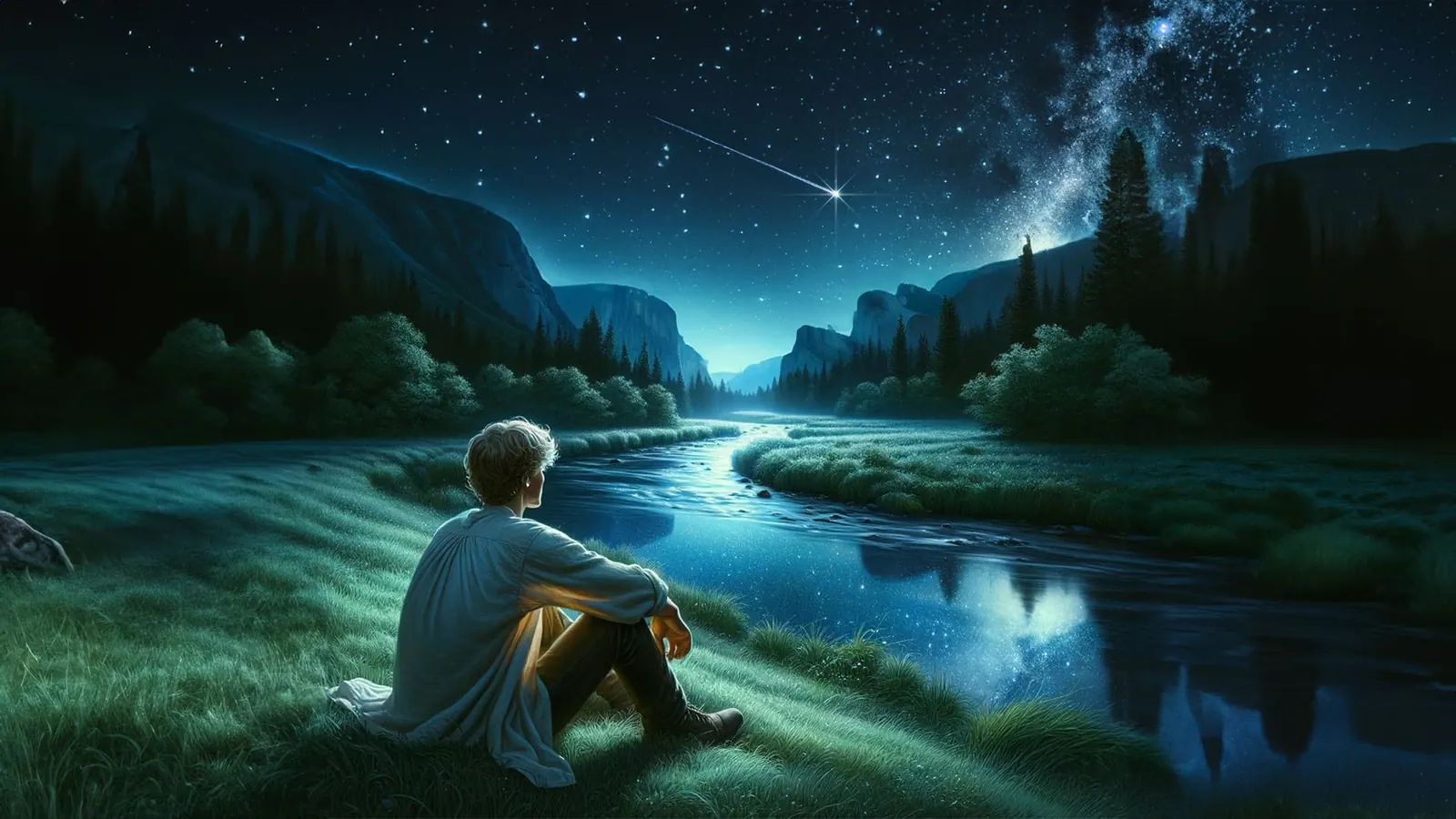 Sternenhimmel über einer Landschaft zur 20-Minuten-Traumreise